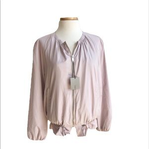 Zara Lightweight Crew Neck Peplum Drawstring Waist Jacket Purple Lilac MED NWT